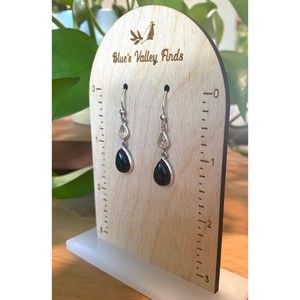 Sterling Silver SV 925 Black Stone Citrine Dangle Earrings Stamped